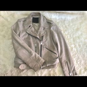 All Saints Suede Biker Jacket in "Oyster"